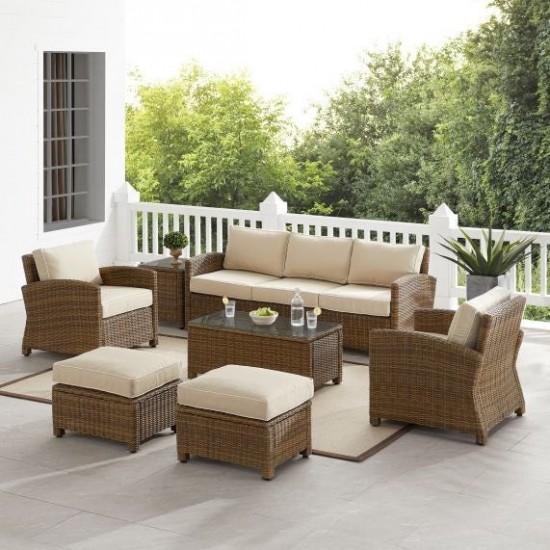 Bradenton 7Pc Outdoor Wicker Sofa Set Sand