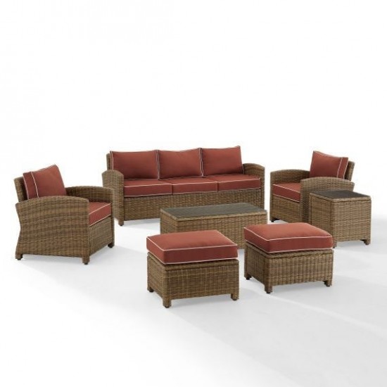 Bradenton 7Pc Outdoor Wicker Sofa Set Sangria