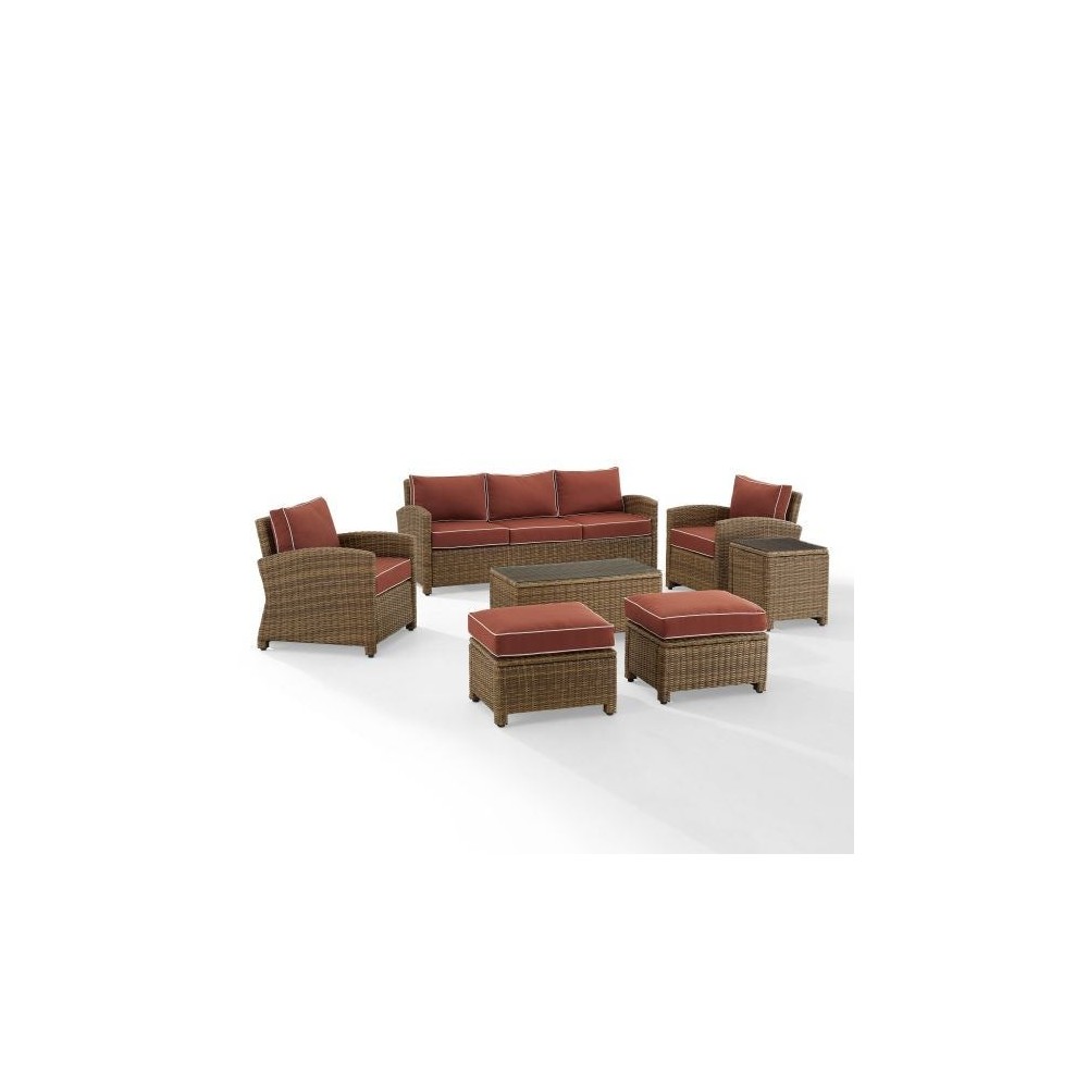 Bradenton 7Pc Outdoor Wicker Sofa Set Sangria