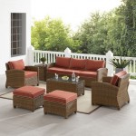 Bradenton 7Pc Outdoor Wicker Sofa Set Sangria