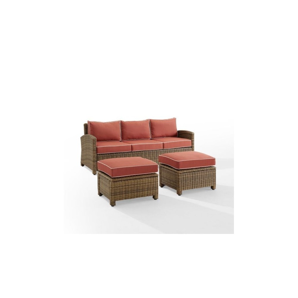 Bradenton 3Pc Outdoor Wicker Sofa Set Sangria