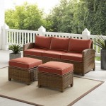 Bradenton 3Pc Outdoor Wicker Sofa Set Sangria