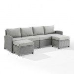 Bradenton 4Pc Outdoor Wicker Sectional Set Gray, KO70187GY-GY