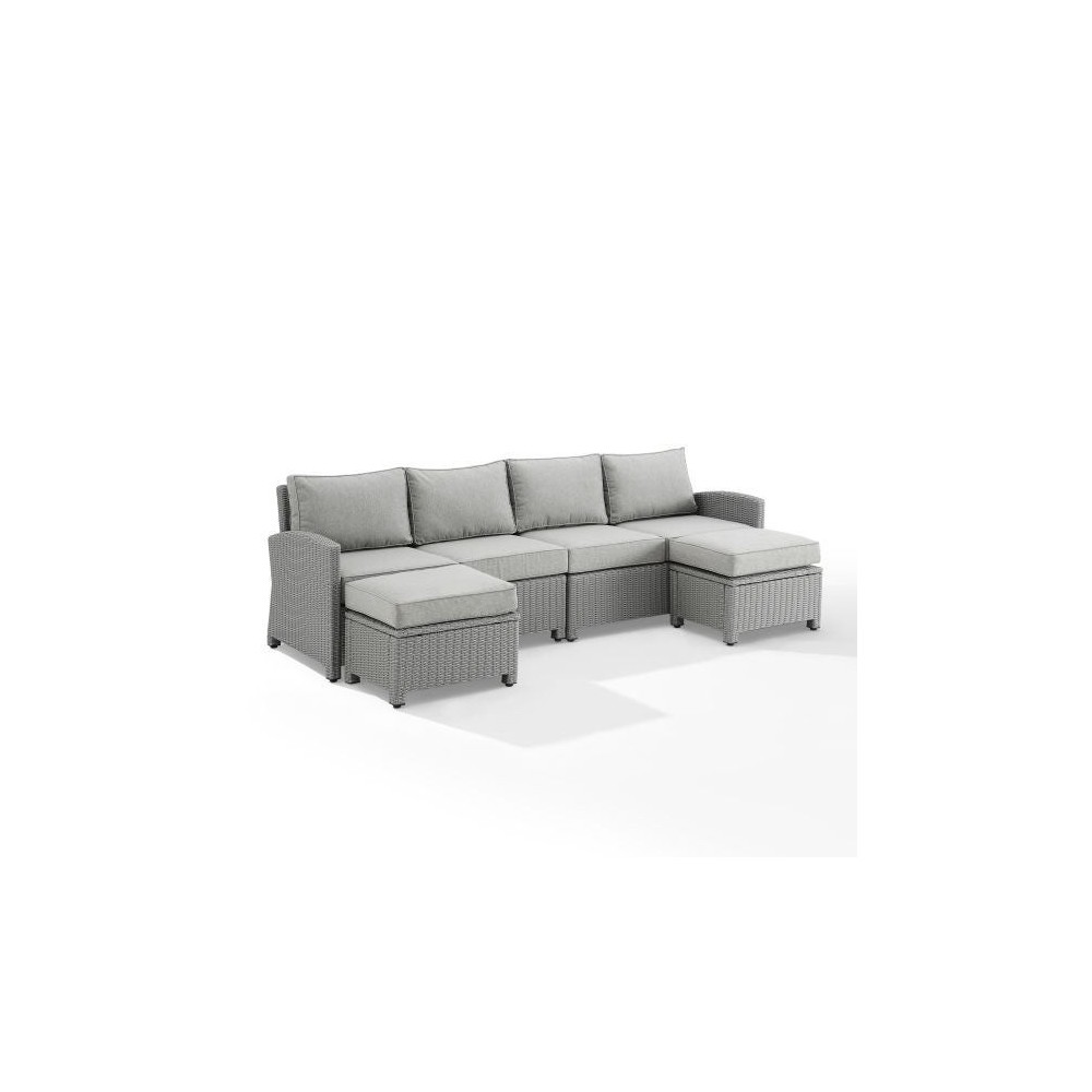 Bradenton 4Pc Outdoor Wicker Sectional Set Gray, KO70187GY-GY