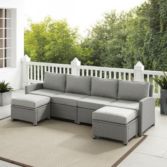 Bradenton 4Pc Outdoor Wicker Sectional Set Gray, KO70187GY-GY