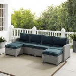 Bradenton 4Pc Outdoor Wicker Sectional Set Navy/Gray, KO70187GY-NV