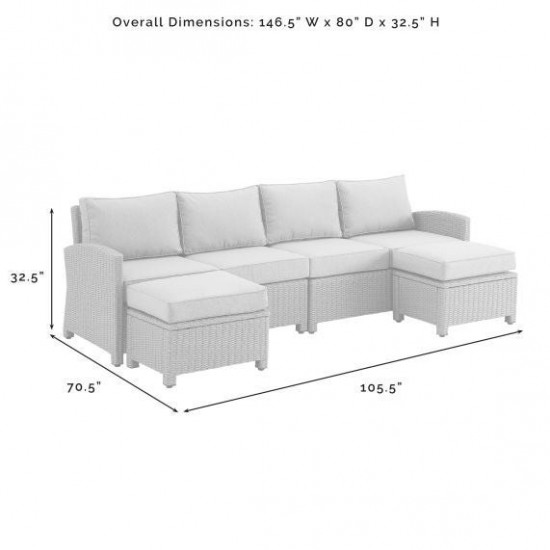 Bradenton 4Pc Outdoor Wicker Sectional Set Navy/Gray, KO70187GY-NV