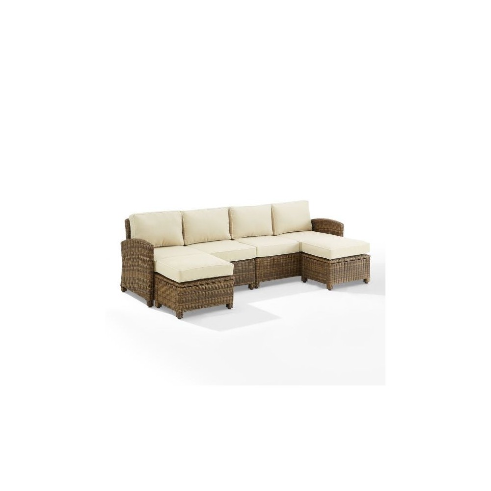 Bradenton 4Pc Outdoor Wicker Sectional Set Sand, KO70187WB-SA