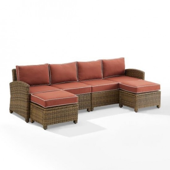 Bradenton 4Pc Outdoor Wicker Sectional Set Sangria, KO70187WB-SG