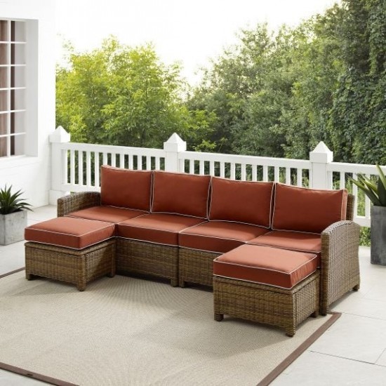 Bradenton 4Pc Outdoor Wicker Sectional Set Sangria, KO70187WB-SG