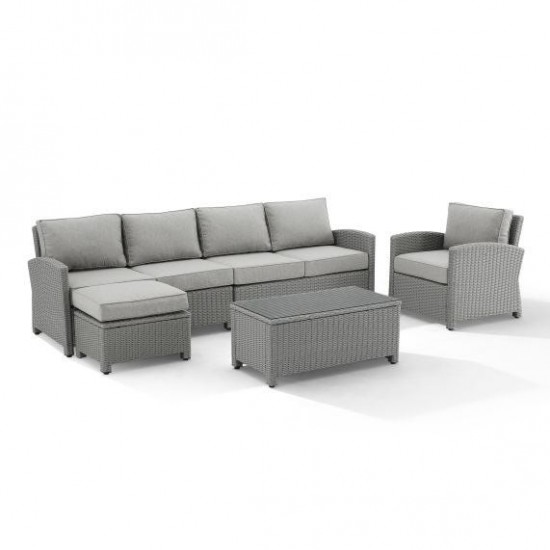 Bradenton 5Pc Outdoor Wicker Sectional Set - Gray