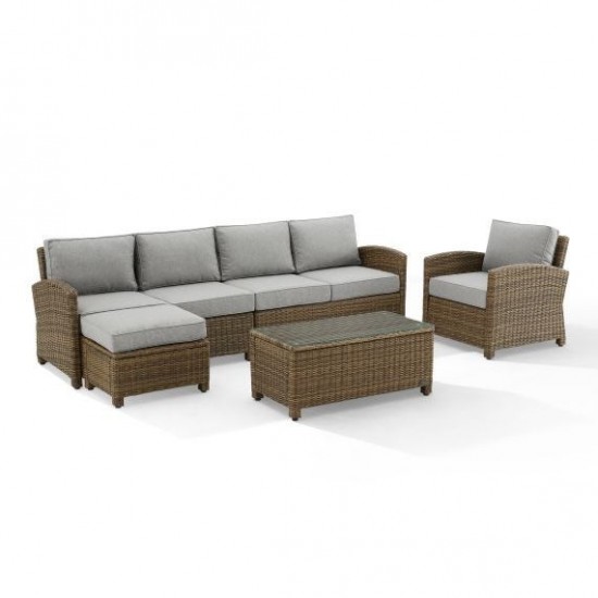 Bradenton 5Pc Outdoor Wicker Sectional Set Gray, KO70188WB-GY