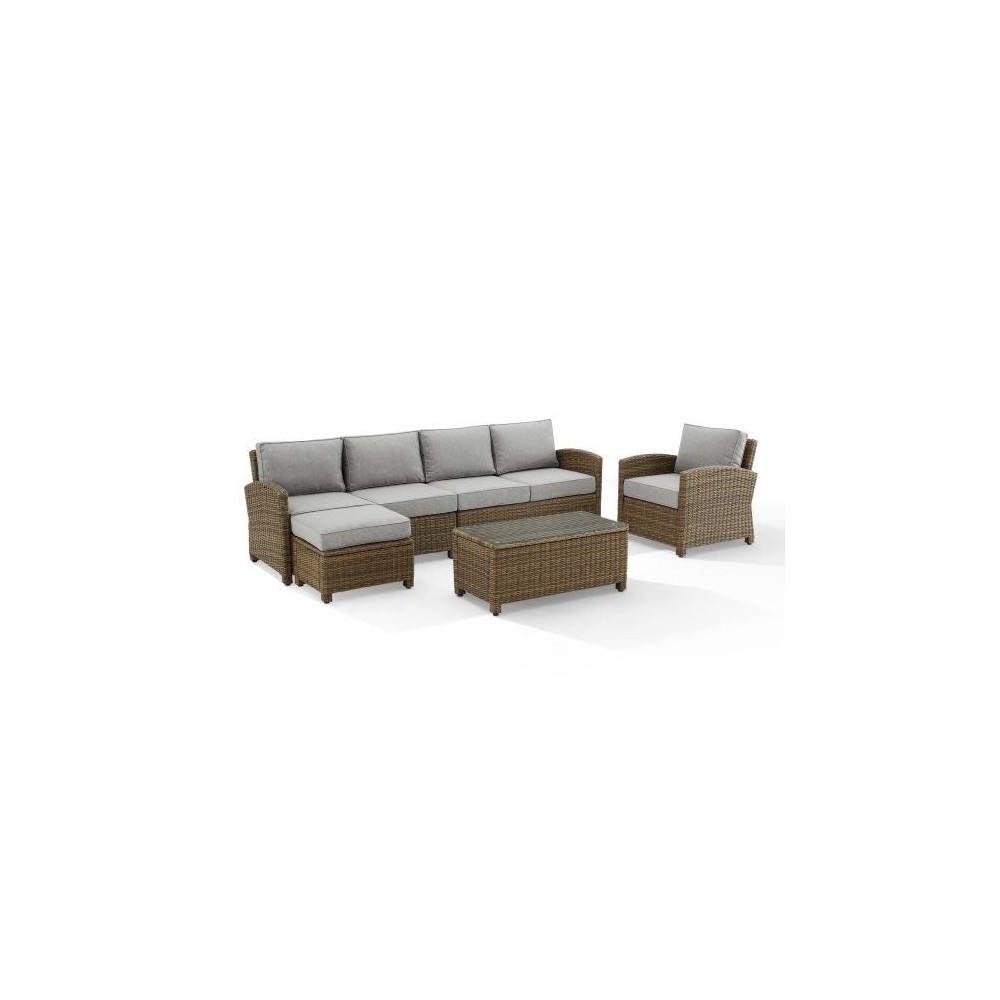 Bradenton 5Pc Outdoor Wicker Sectional Set Gray, KO70188WB-GY