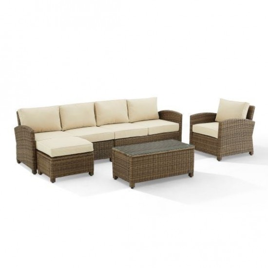 Bradenton 5Pc Outdoor Wicker Sectional Set Sand, KO70188WB-SA