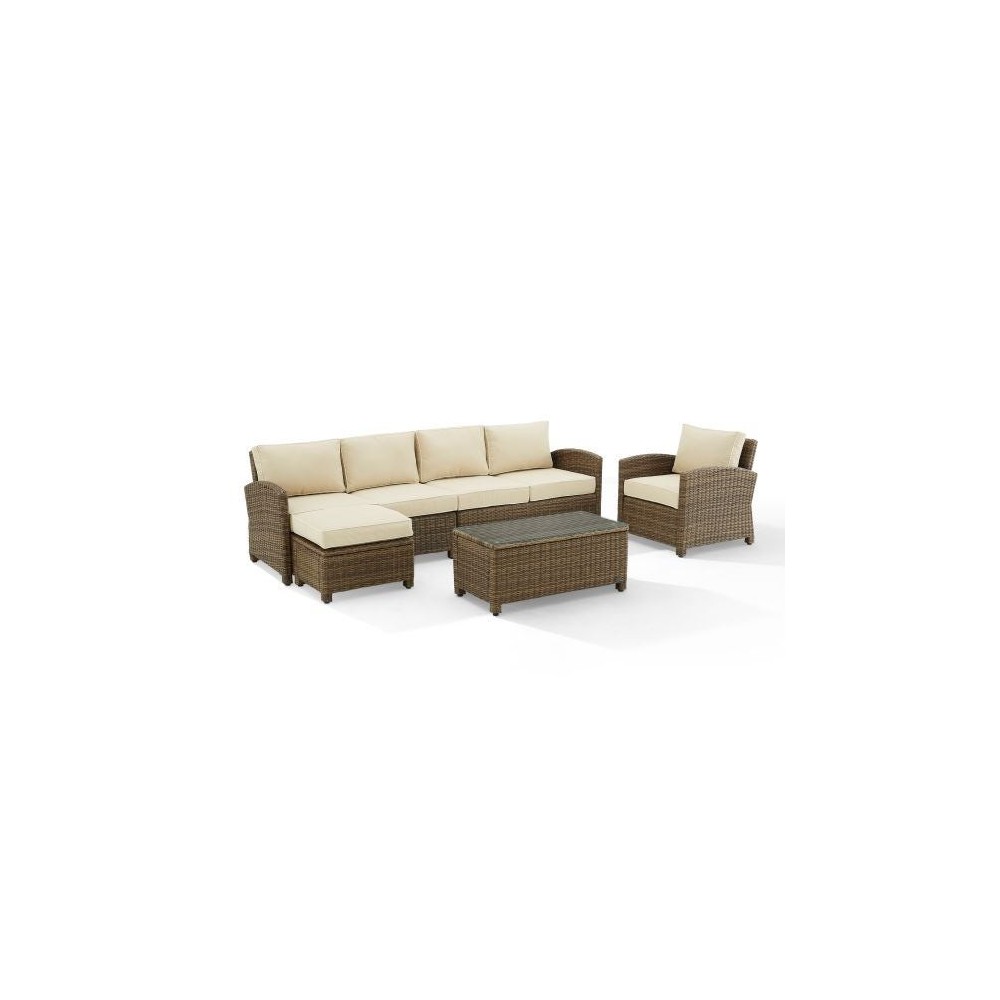 Bradenton 5Pc Outdoor Wicker Sectional Set Sand, KO70188WB-SA