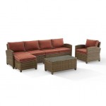 Bradenton 5Pc Outdoor Wicker Sectional Set Sangria, KO70188WB-SG