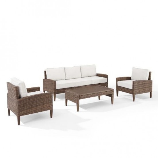 Capella Outdoor Wicker 4Pc Sofa Set Creme