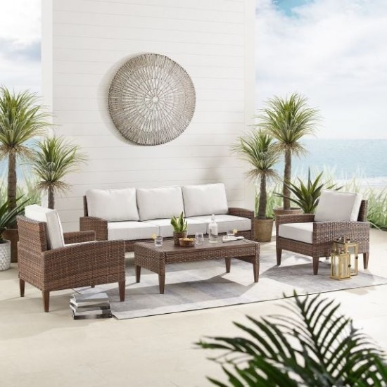 Capella Outdoor Wicker 4Pc Sofa Set Creme