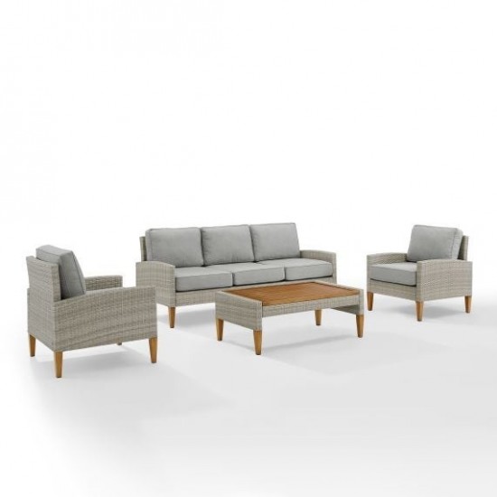 Capella Outdoor Wicker 4Pc Sofa Set Gray