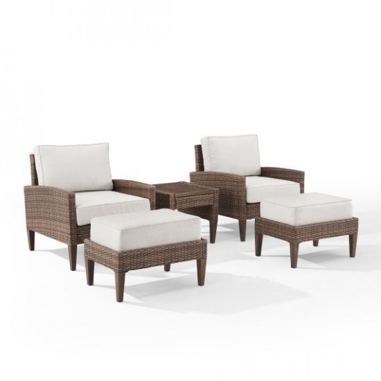 Capella 5Pc Outdoor Wicker Chair Set Creme