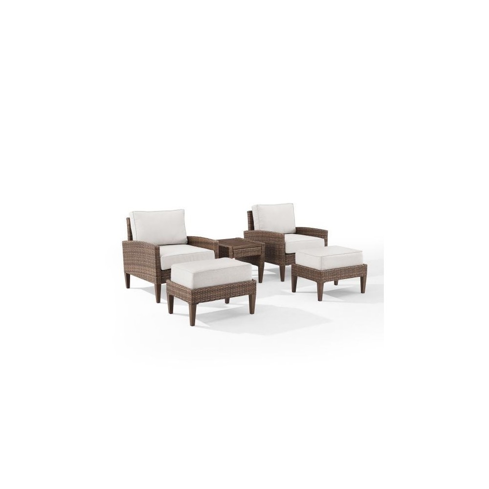 Capella 5Pc Outdoor Wicker Chair Set Creme