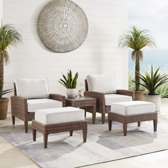 Capella 5Pc Outdoor Wicker Chair Set Creme