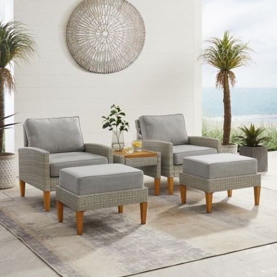 Capella 5Pc Outdoor Wicker Chair Set Gray