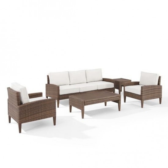 Capella 5Pc Outdoor Wicker Sofa Set Creme