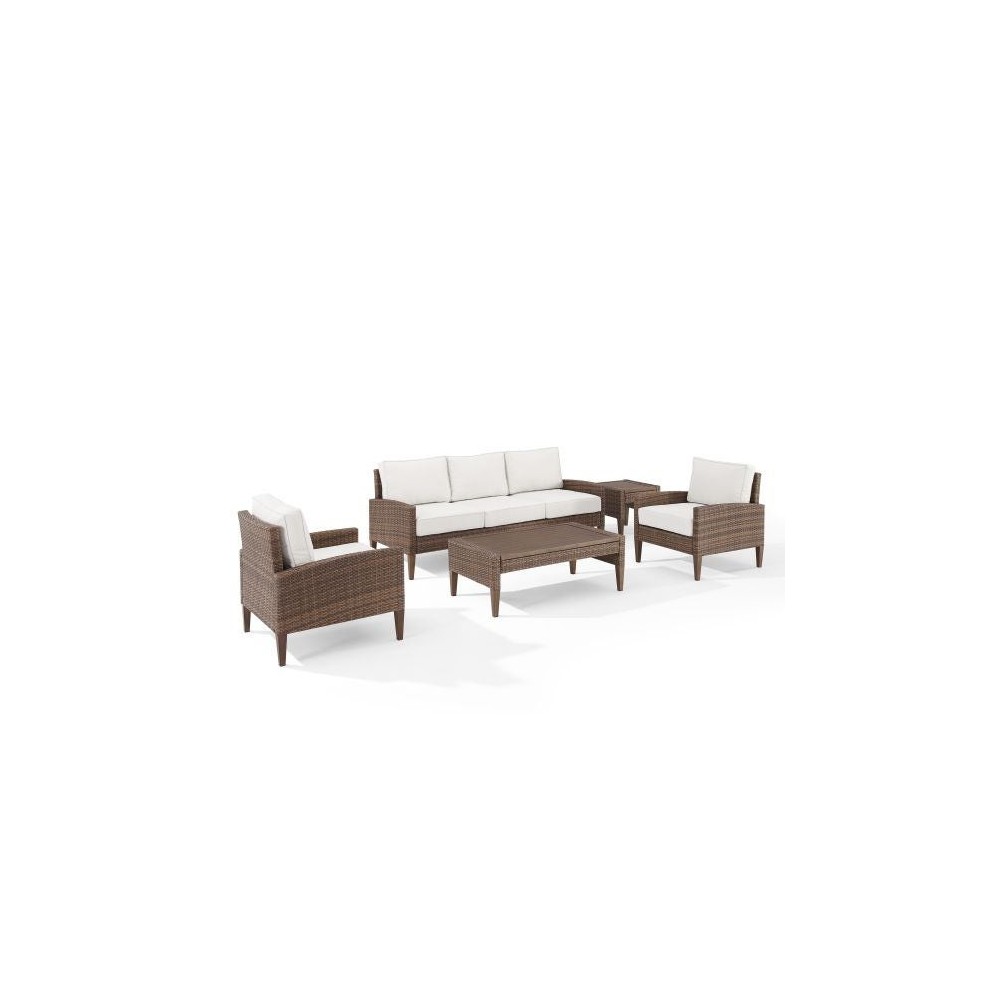 Capella 5Pc Outdoor Wicker Sofa Set Creme