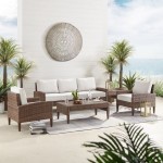 Capella 5Pc Outdoor Wicker Sofa Set Creme