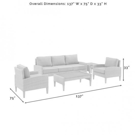 Capella 5Pc Outdoor Wicker Sofa Set Creme