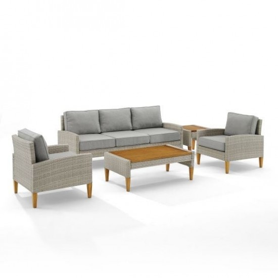Capella 5Pc Outdoor Wicker Sofa Set Gray