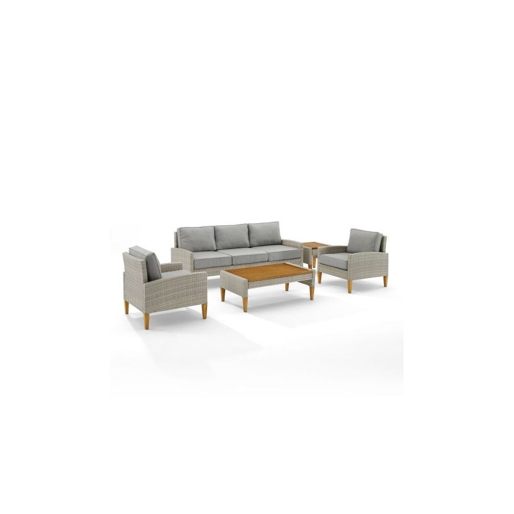 Capella 5Pc Outdoor Wicker Sofa Set Gray