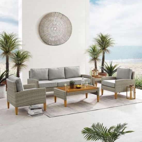 Capella 5Pc Outdoor Wicker Sofa Set Gray
