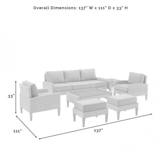 Capella 7Pc Outdoor Wicker Sofa Set Creme