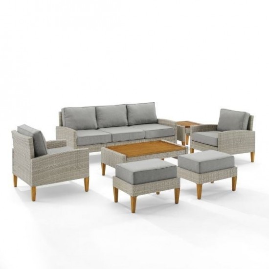 Capella 7Pc Outdoor Wicker Sofa Set Gray