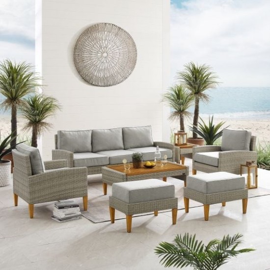 Capella 7Pc Outdoor Wicker Sofa Set Gray