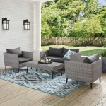 Richland 4Pc Outdoor Wicker Conversation Set Charcoal