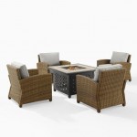 Bradenton 5Pc Outdoor Wicker Conversation Set W/Fire Table Gray, KO70207WB-GY