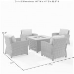 Bradenton 5Pc Outdoor Wicker Conversation Set W/Fire Table Navy, KO70207WB-NV