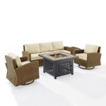 Bradenton 5Pc Swivel Rocker And Sofa Set W/Fire Table Sand