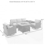 Bradenton 5Pc Swivel Rocker And Sofa Set W/Fire -Sunbrella White