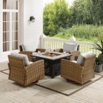 Bradenton 5Pc Swivel Rocker Conversation Set W/Fire Table Gray