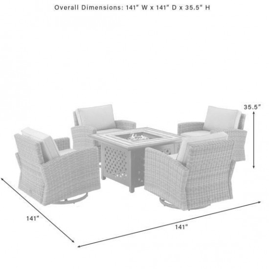 Bradenton 5Pc Swivel Rocker Conversation Set W/Fire Table Gray