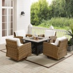 Bradenton 5Pc Conversation Set W/Fire Table - Sunbrella White