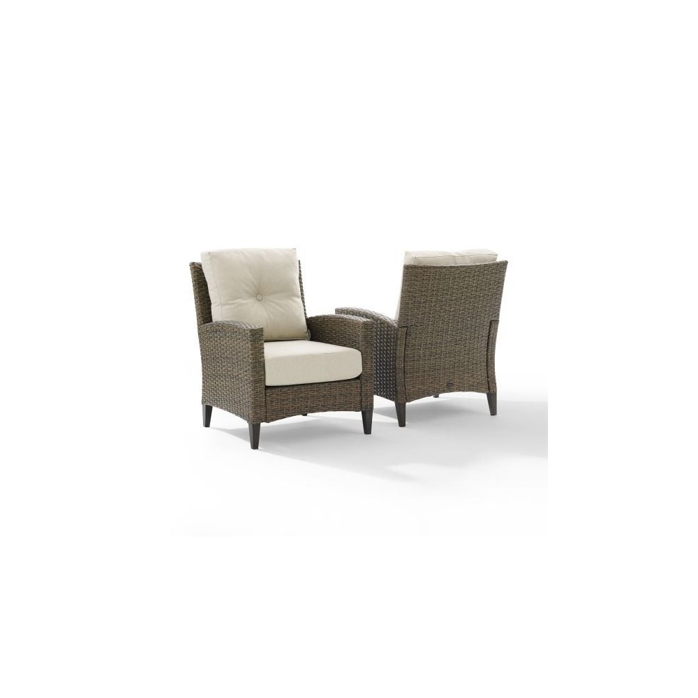 Rockport Outdoor Wicker 2Pc High Back Chair Set- 2 Armchairs