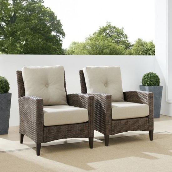 Rockport Outdoor Wicker 2Pc High Back Chair Set- 2 Armchairs