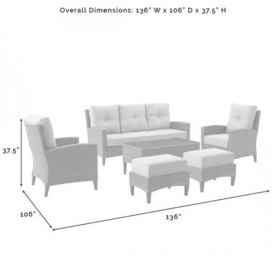 Rockport 6Pc Outdoor Wicker High Back Sofa Set Oatmeal