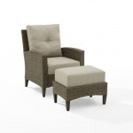 Rockport 2Pc Outdoor Wicker High Back Chair Set- Armchair & Ottoman