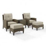 Rockport 5Pc Outdoor Wicker High Back Chair Set Oatmeal